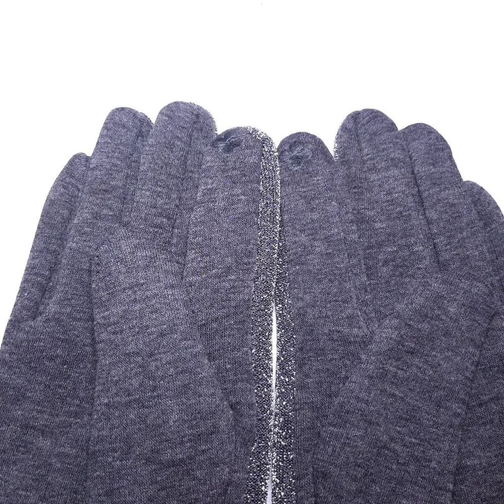 Metallic Touch Screen Gloves Womens One Size Gray Silver Faux Fur Lined